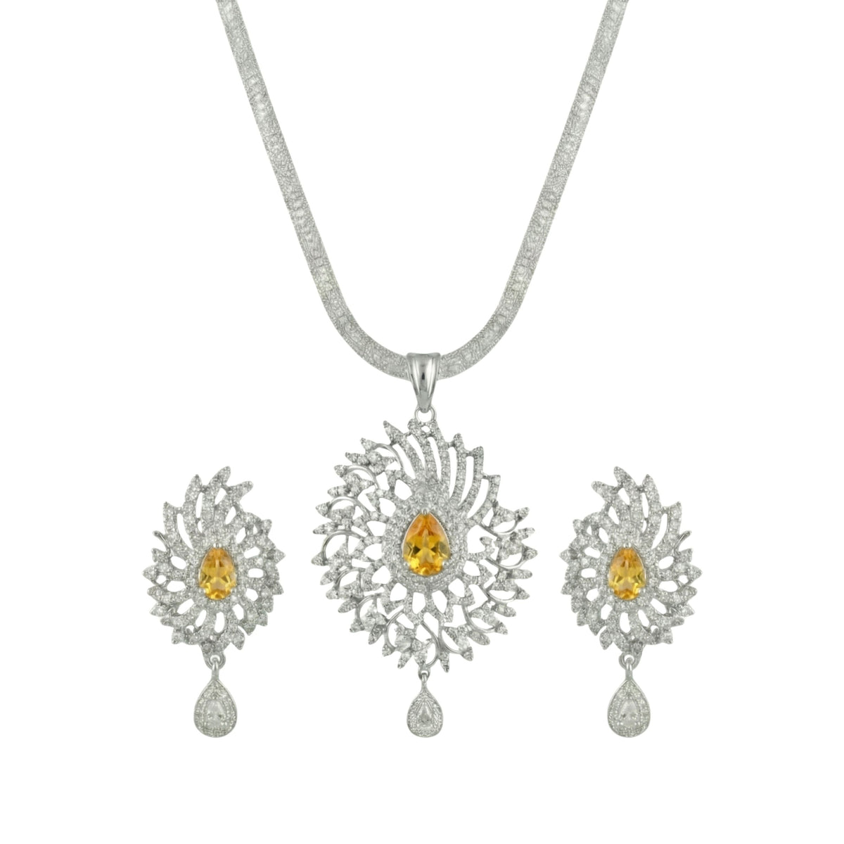 Mihita Nakshatra Yellow CZ Pendant Set