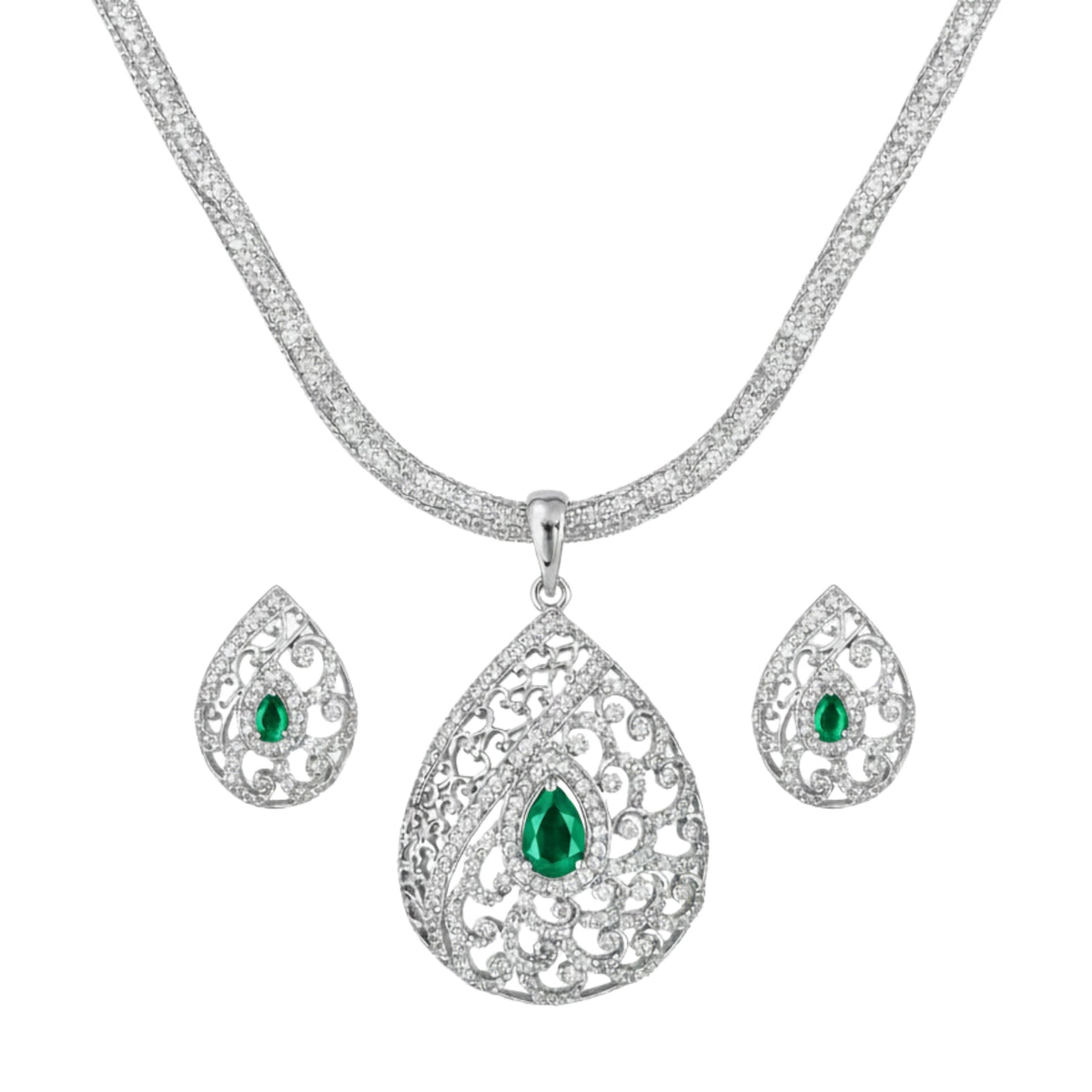 Blossom Nakshatra Topaz CZ Pendant Set