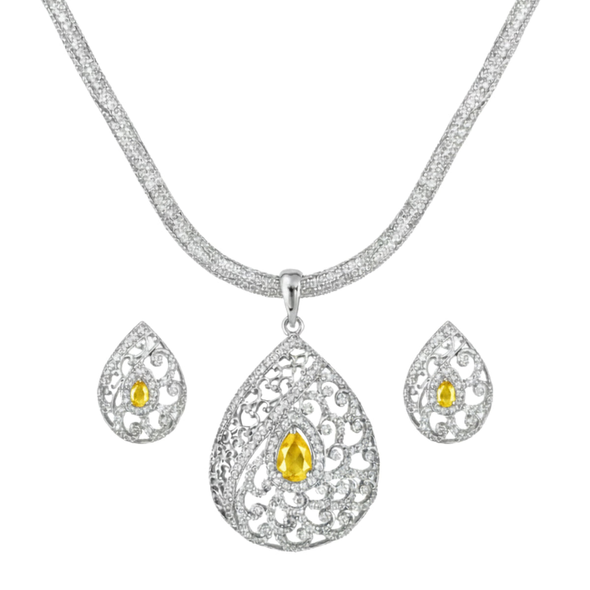 Blossom Nakshatra Sapphire CZ Pendant Set