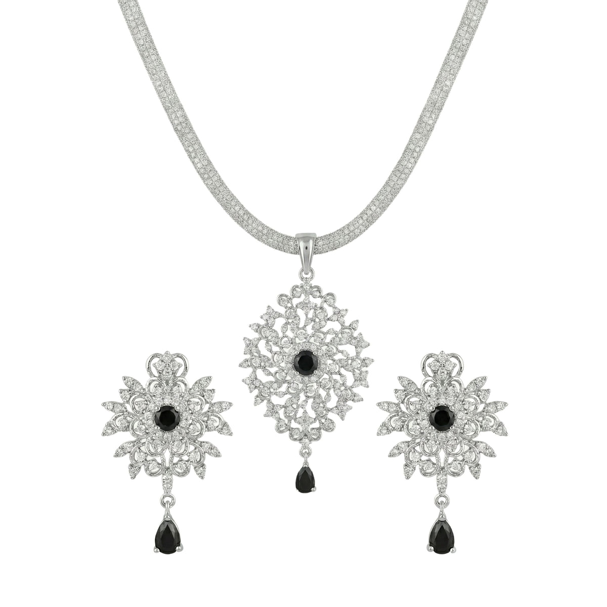 Palma Nakshatra Black CZ Pendant Set