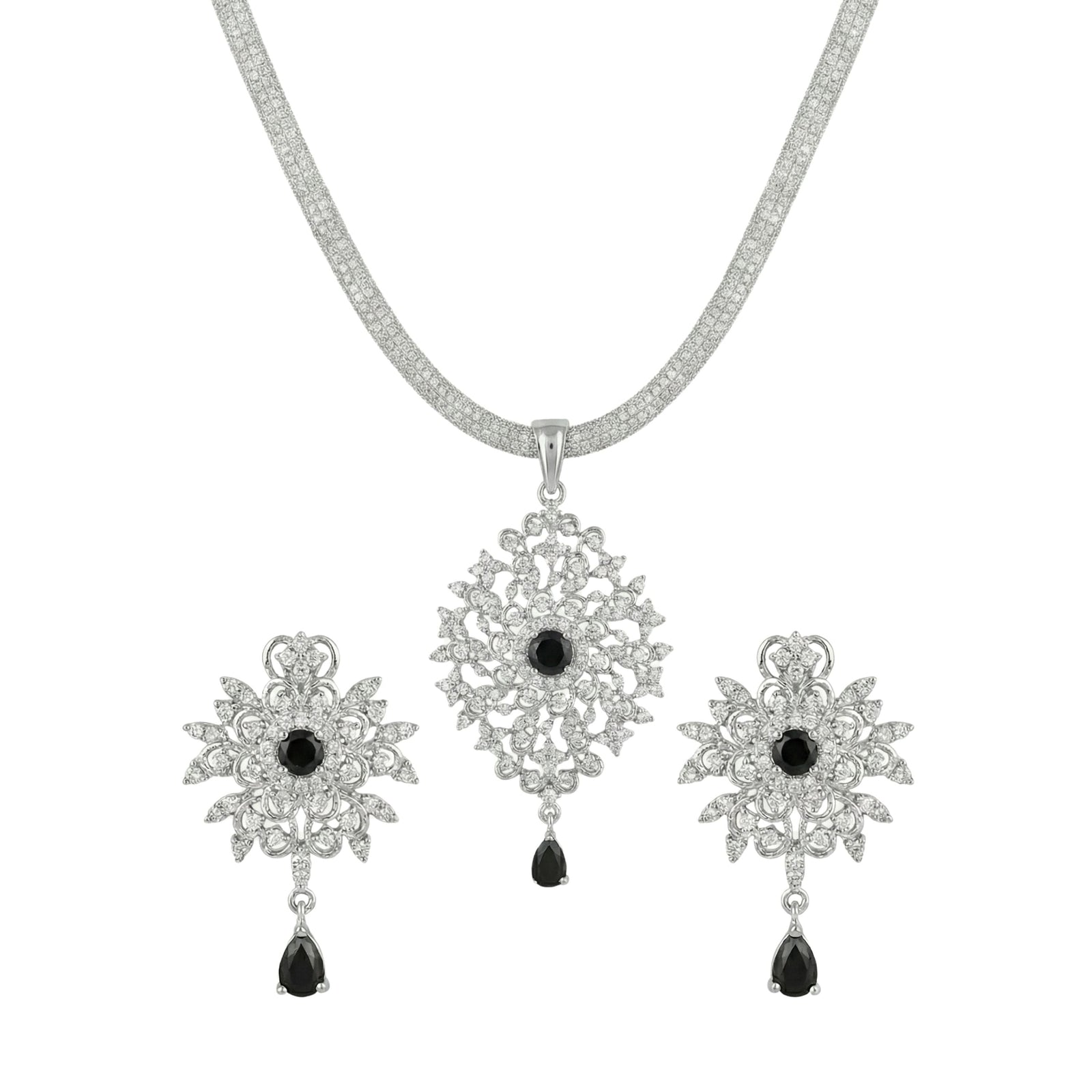 Palma Nakshatra Black CZ Pendant Set
