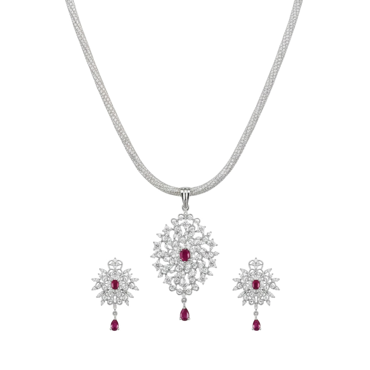 Palma Nakshatra Red CZ Pendant Set