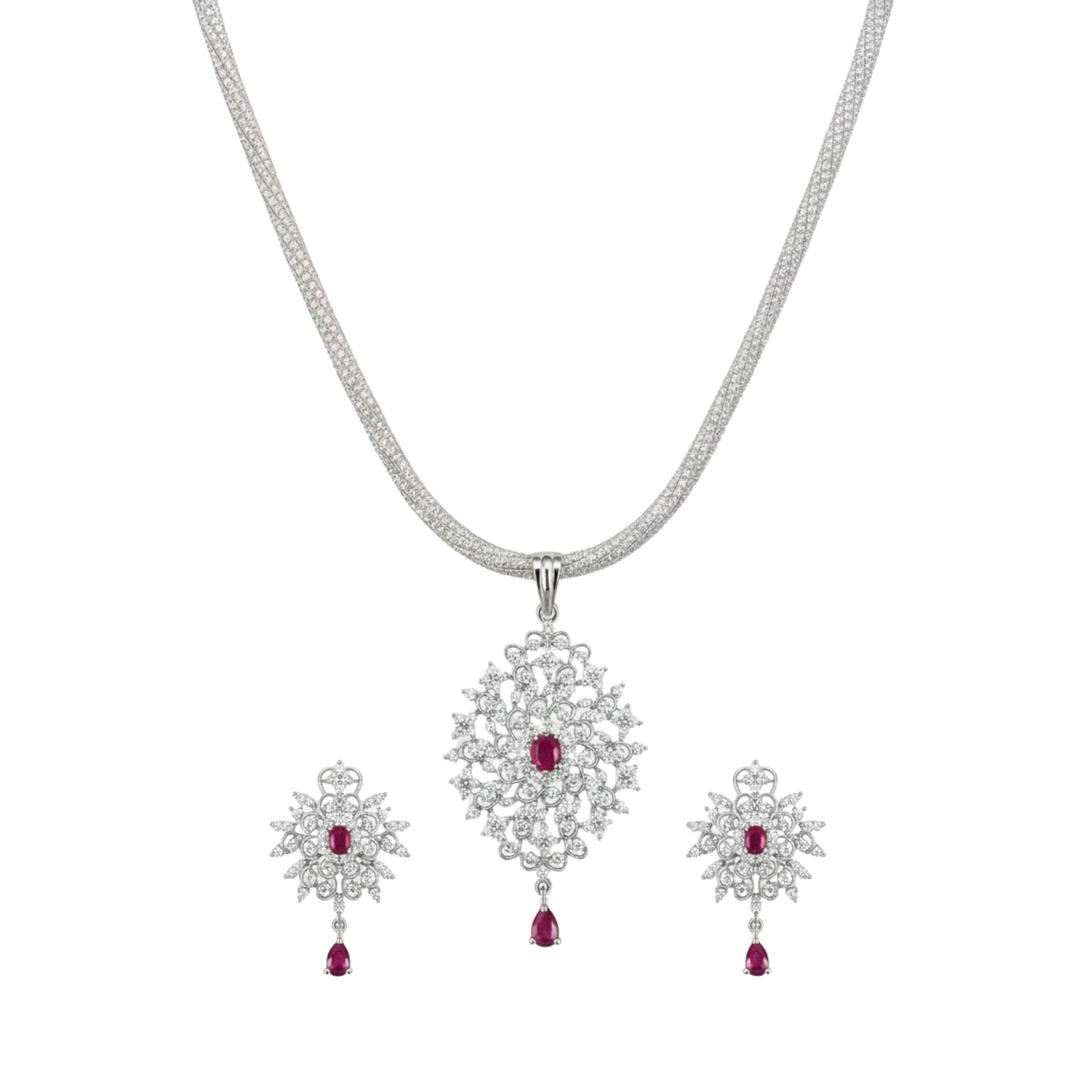 Palma Nakshatra Red CZ Pendant Set