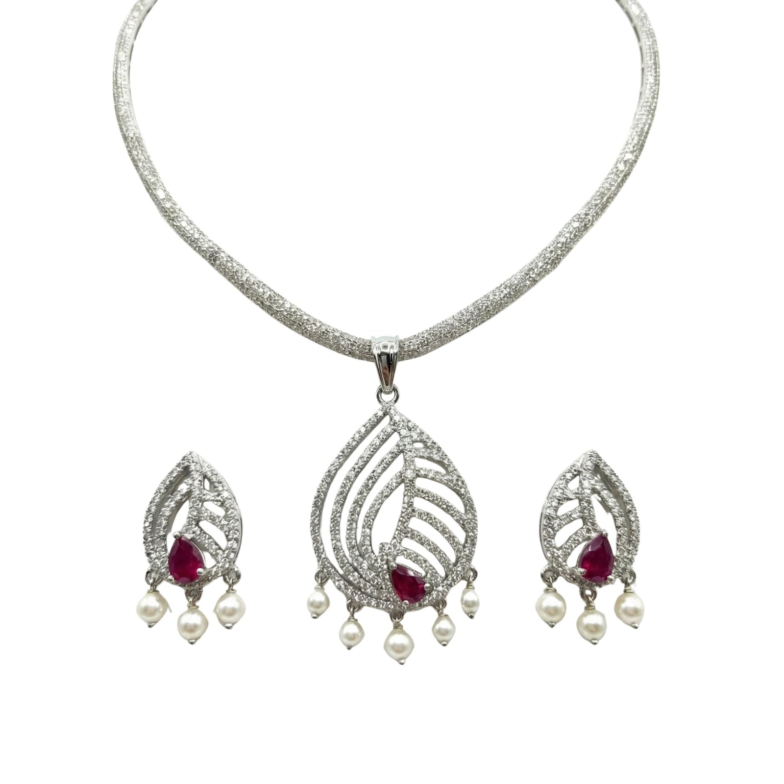 Paneira Nakshatra Red CZ Pendant Set