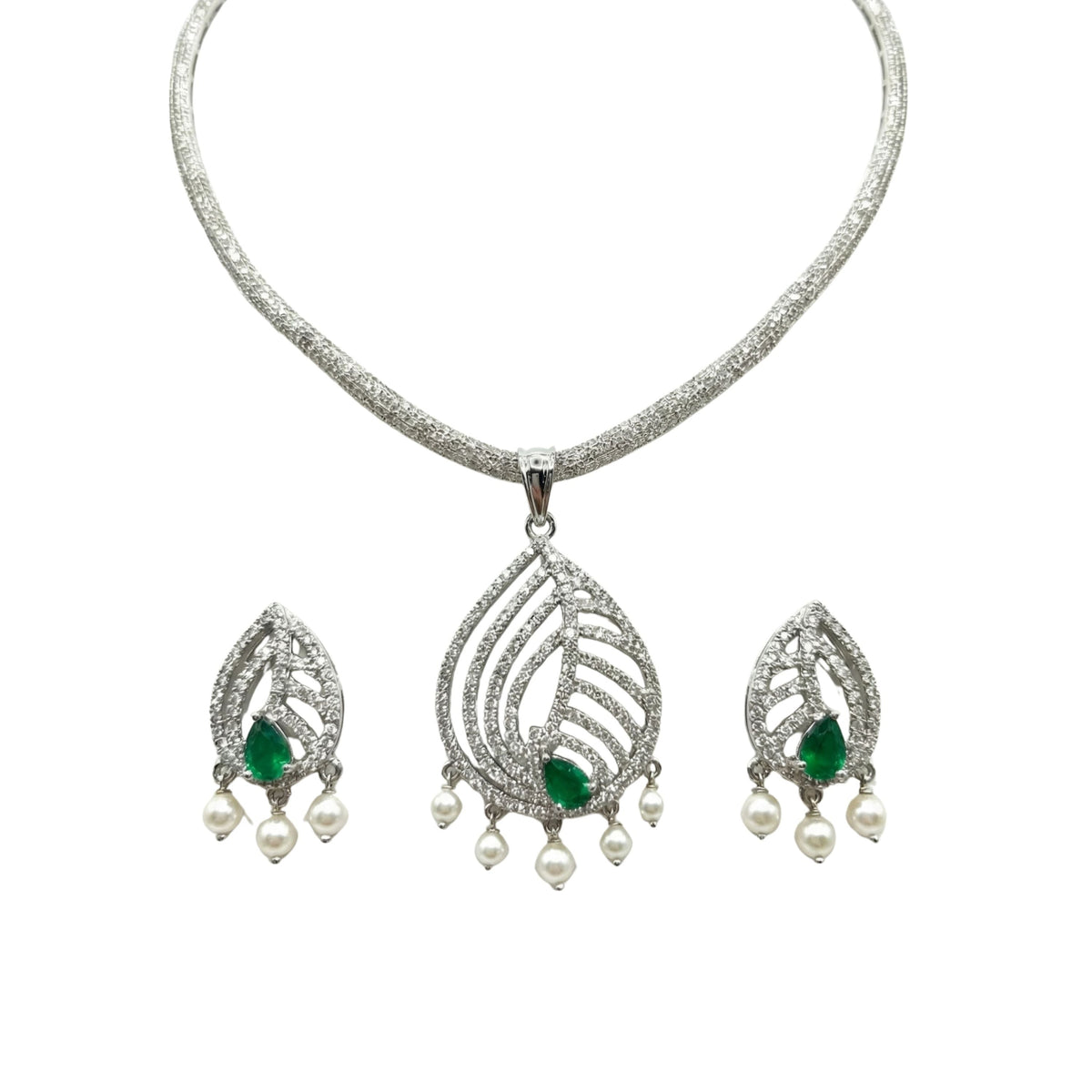 Paneira Nakshatra Green CZ Pendant Set