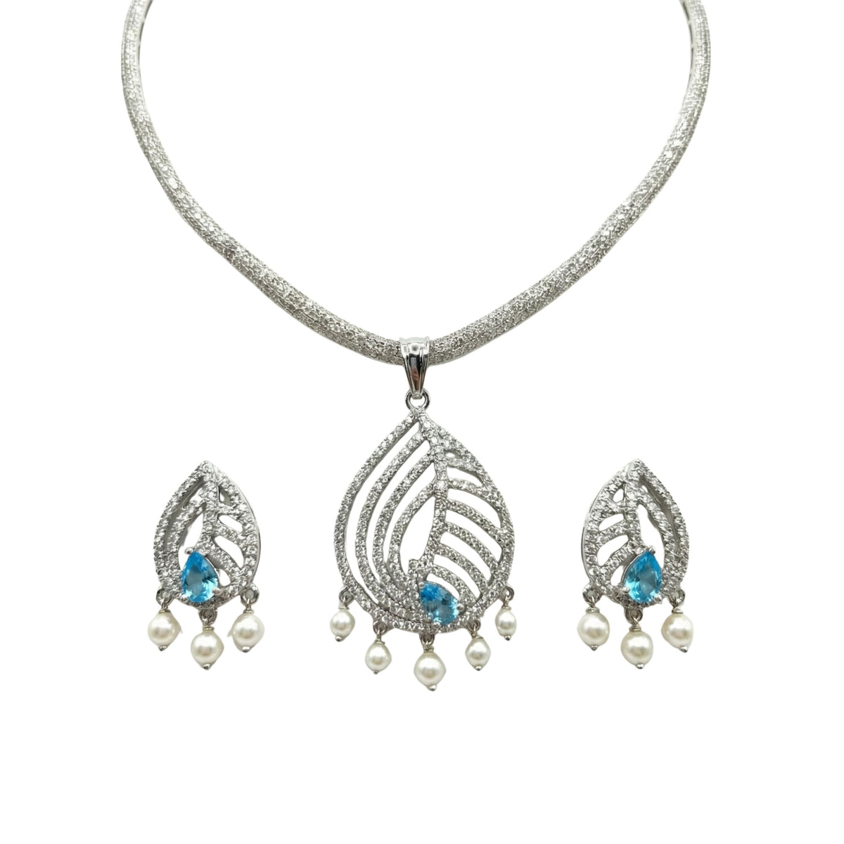 Paneira Nakshatra Blue CZ Pendant Set