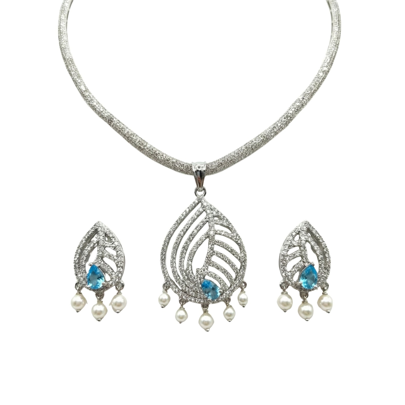 Paneira Nakshatra Blue CZ Pendant Set