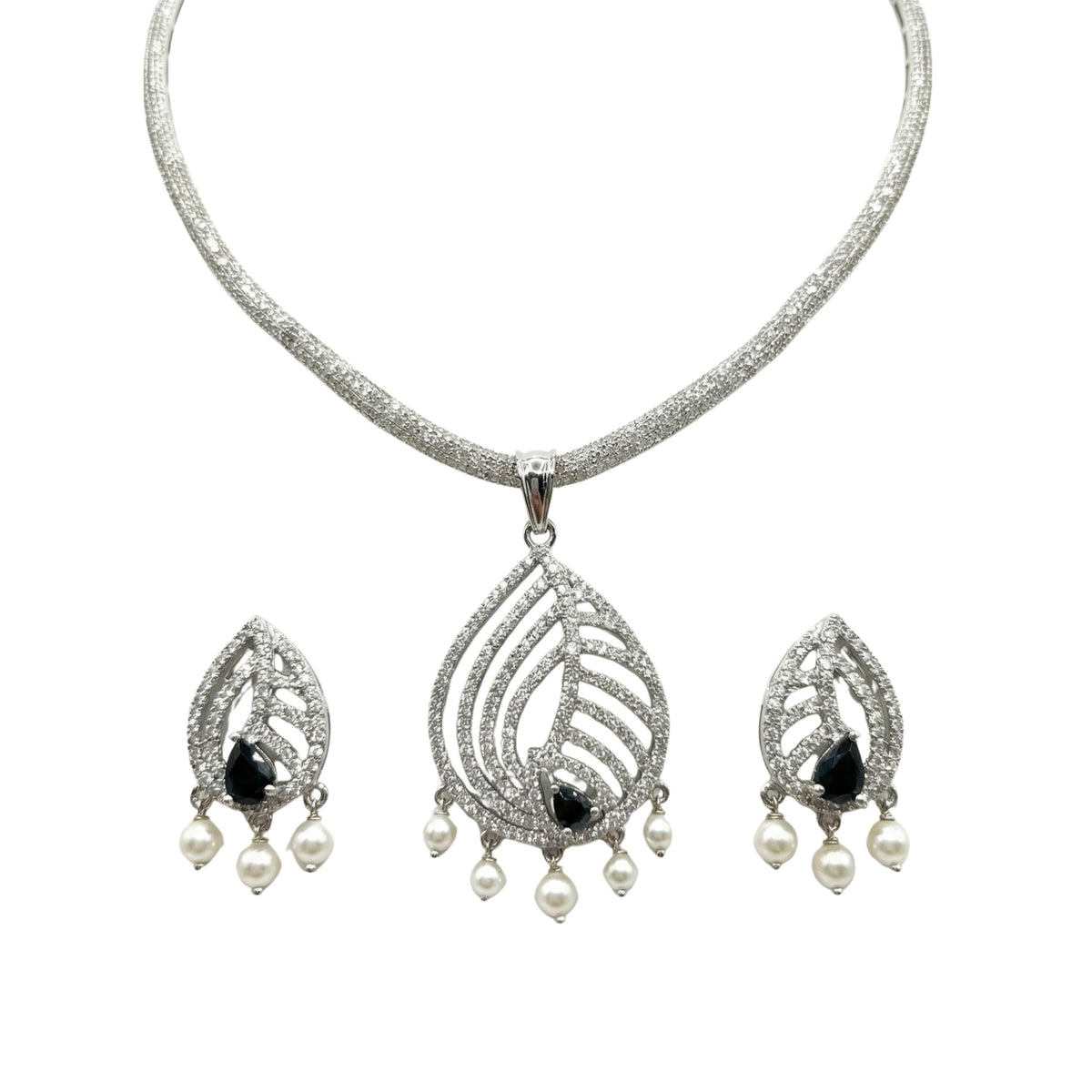 Paneira Nakshatra Black CZ Pendant Set
