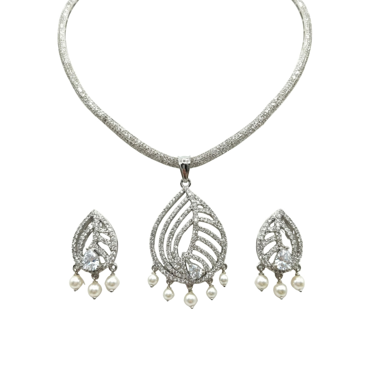 Paneira Nakshatra White CZ Pendant Set