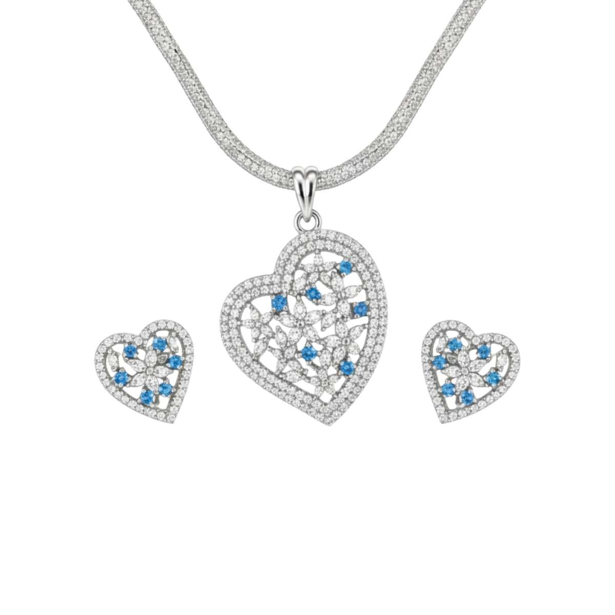 Amara Heart Nakshatra Blue CZ Pendant Set