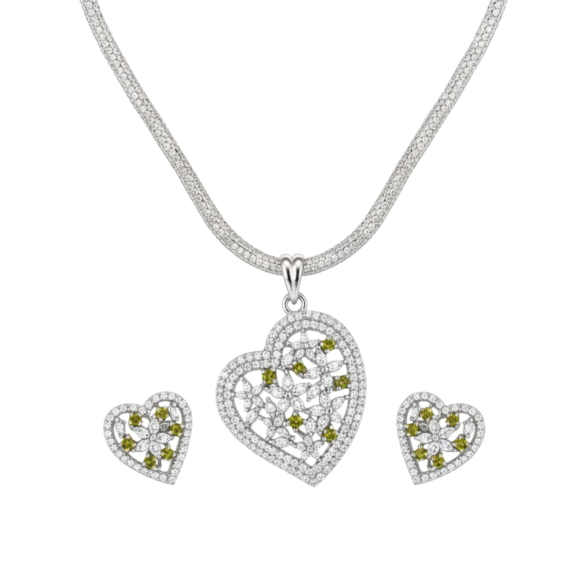 Amara Heart Nakshatra Yellow CZ Pendant Set