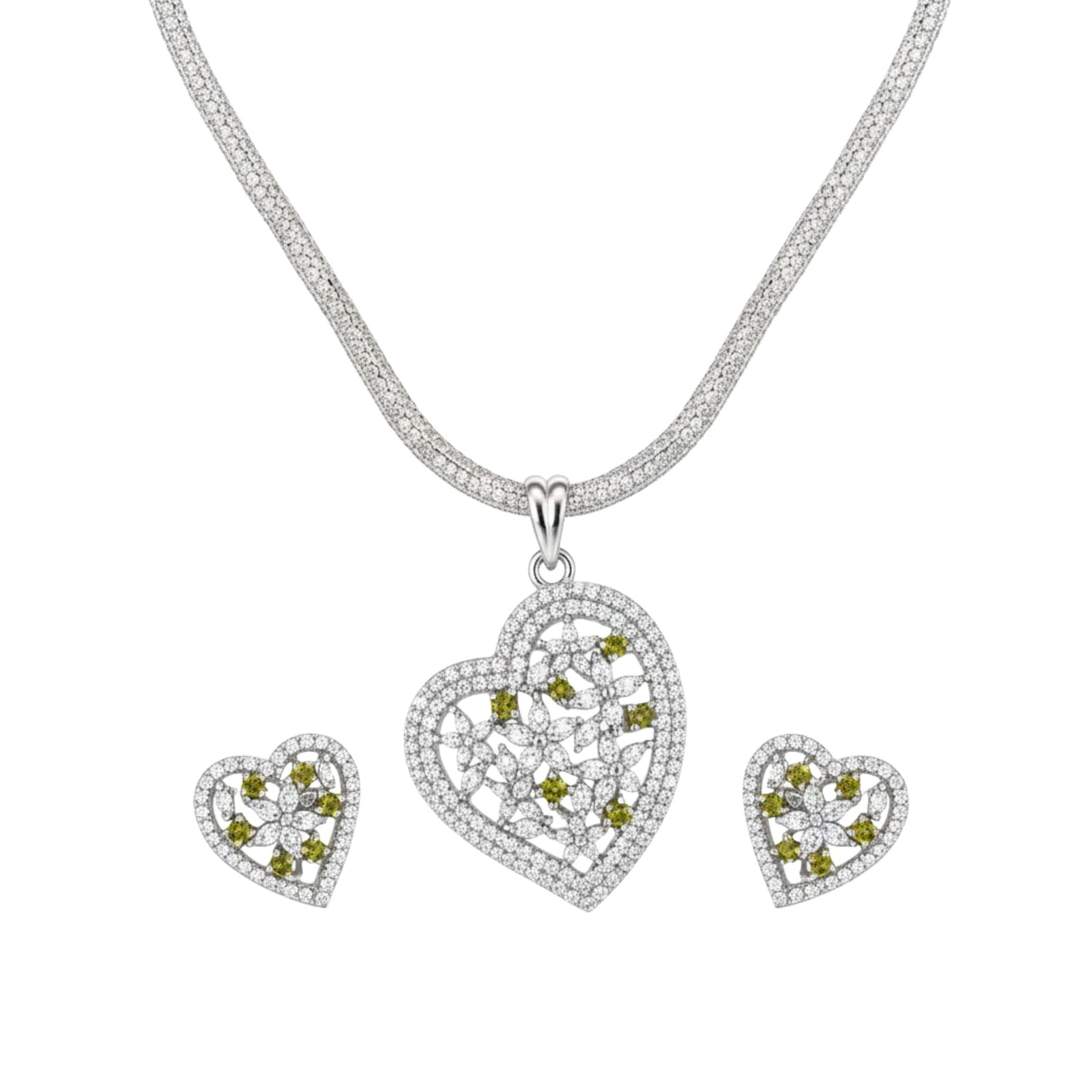 Amara Heart Nakshatra Yellow CZ Pendant Set