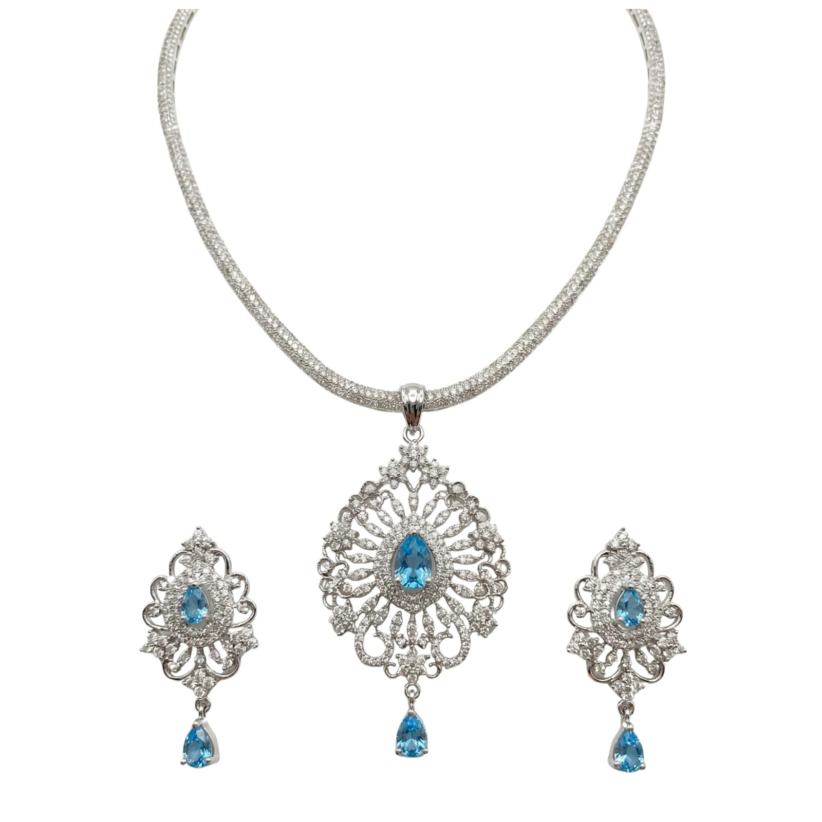 Elsa Nakshatra Blue CZ Pendant Set