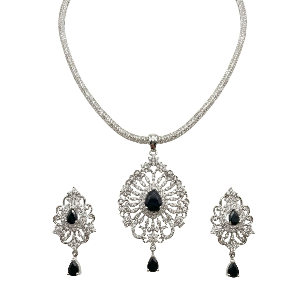 Elsa Nakshatra Black CZ Pendant Set
