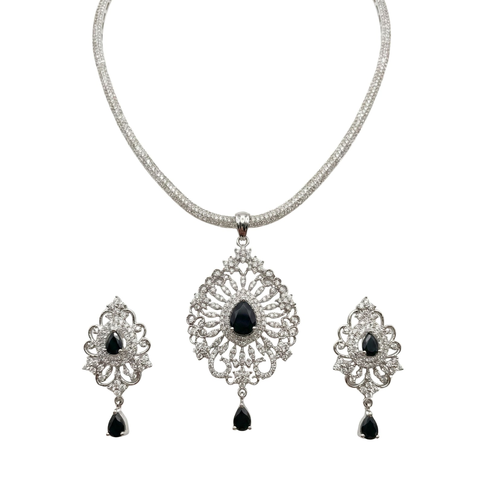Elsa Nakshatra Black CZ Pendant Set