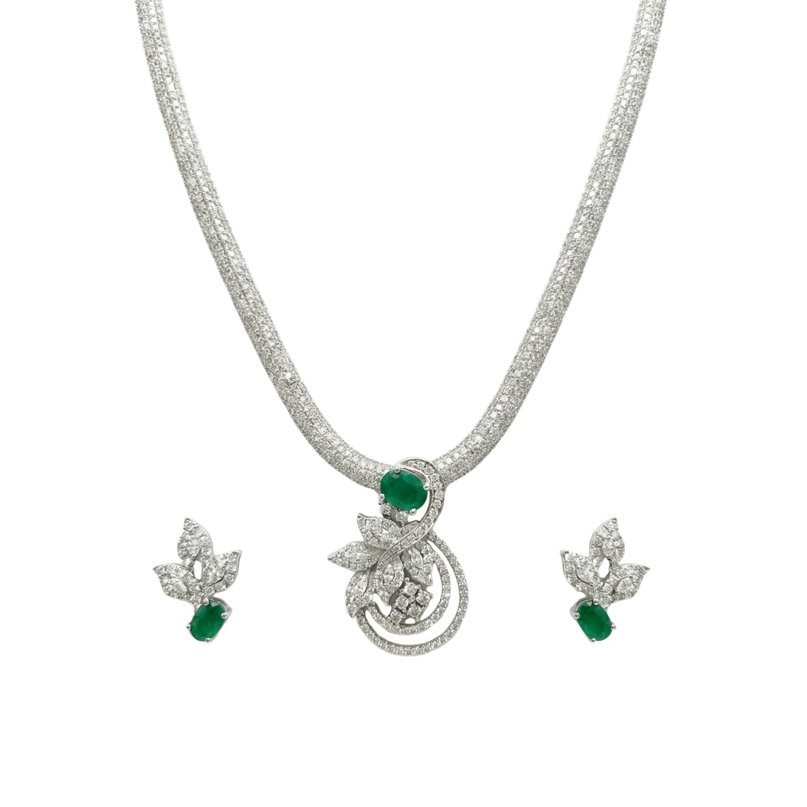 Verdant Leaf Nakshatra Green CZ Pendant
