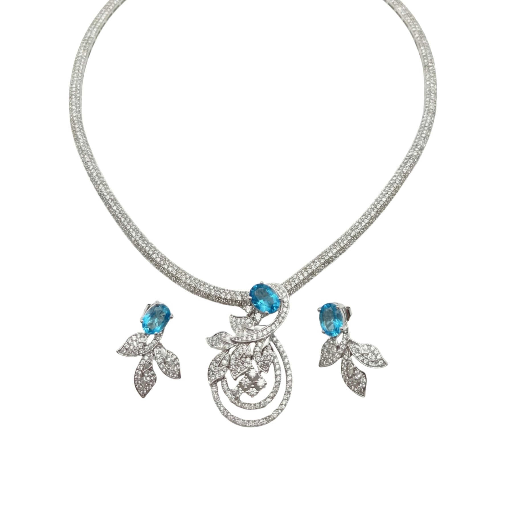 Verdant Leaf Nakshatra Blue CZ Pendant