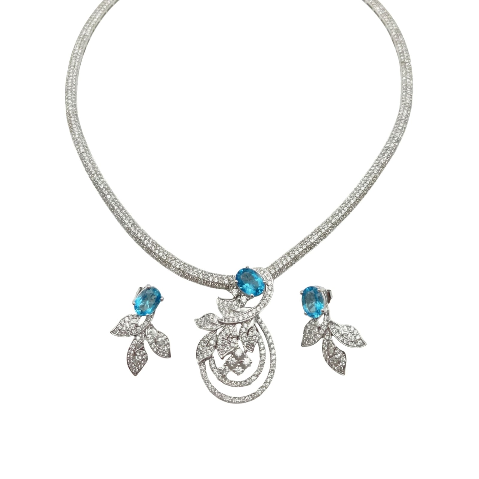 Verdant Leaf Nakshatra Blue CZ Pendant