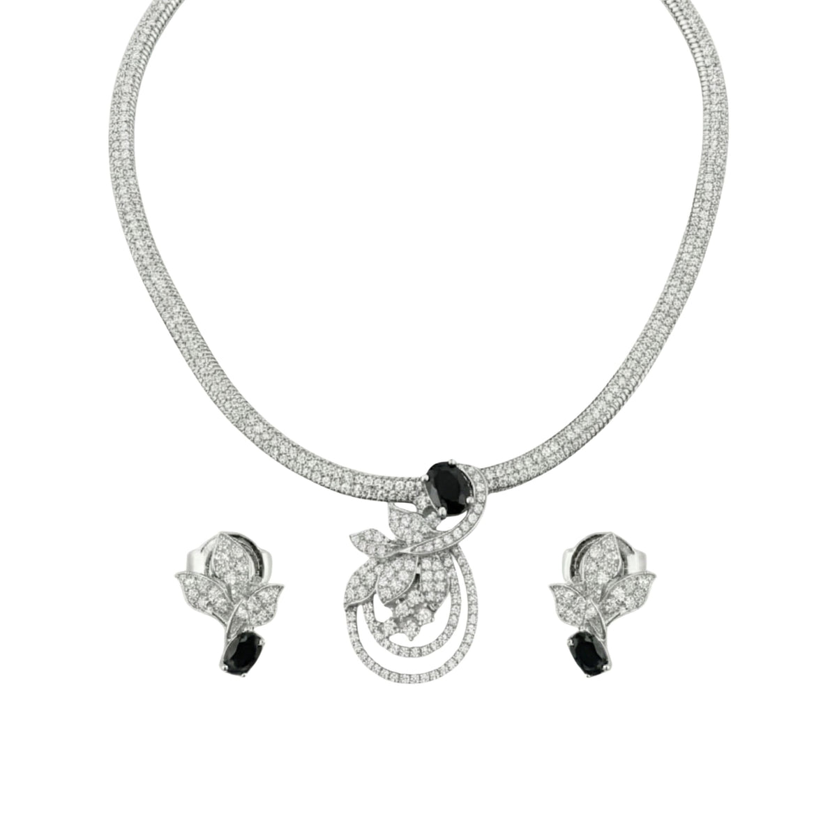 Verdant Leaf Nakshatra Black CZ Pendant