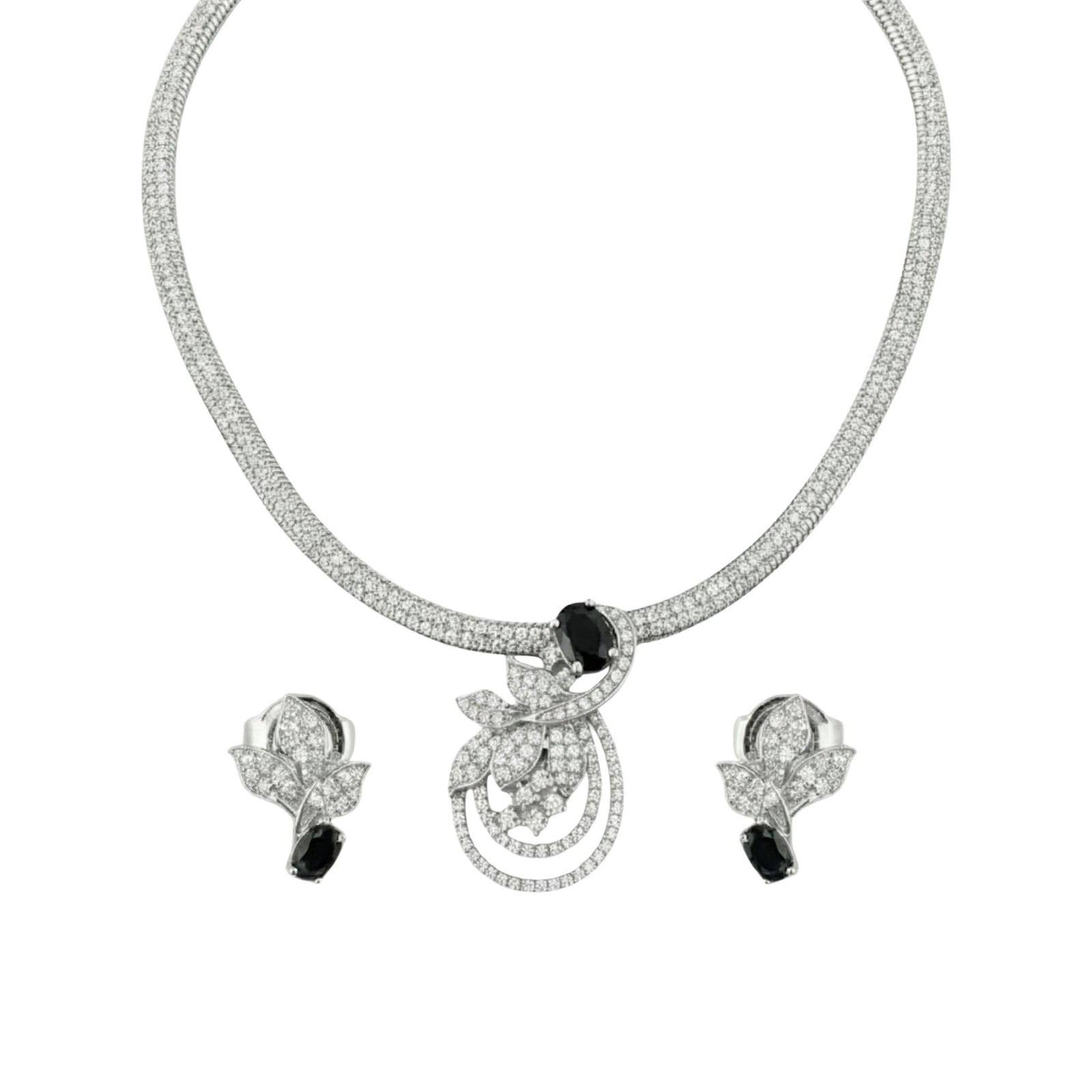 Verdant Leaf Nakshatra Black CZ Pendant