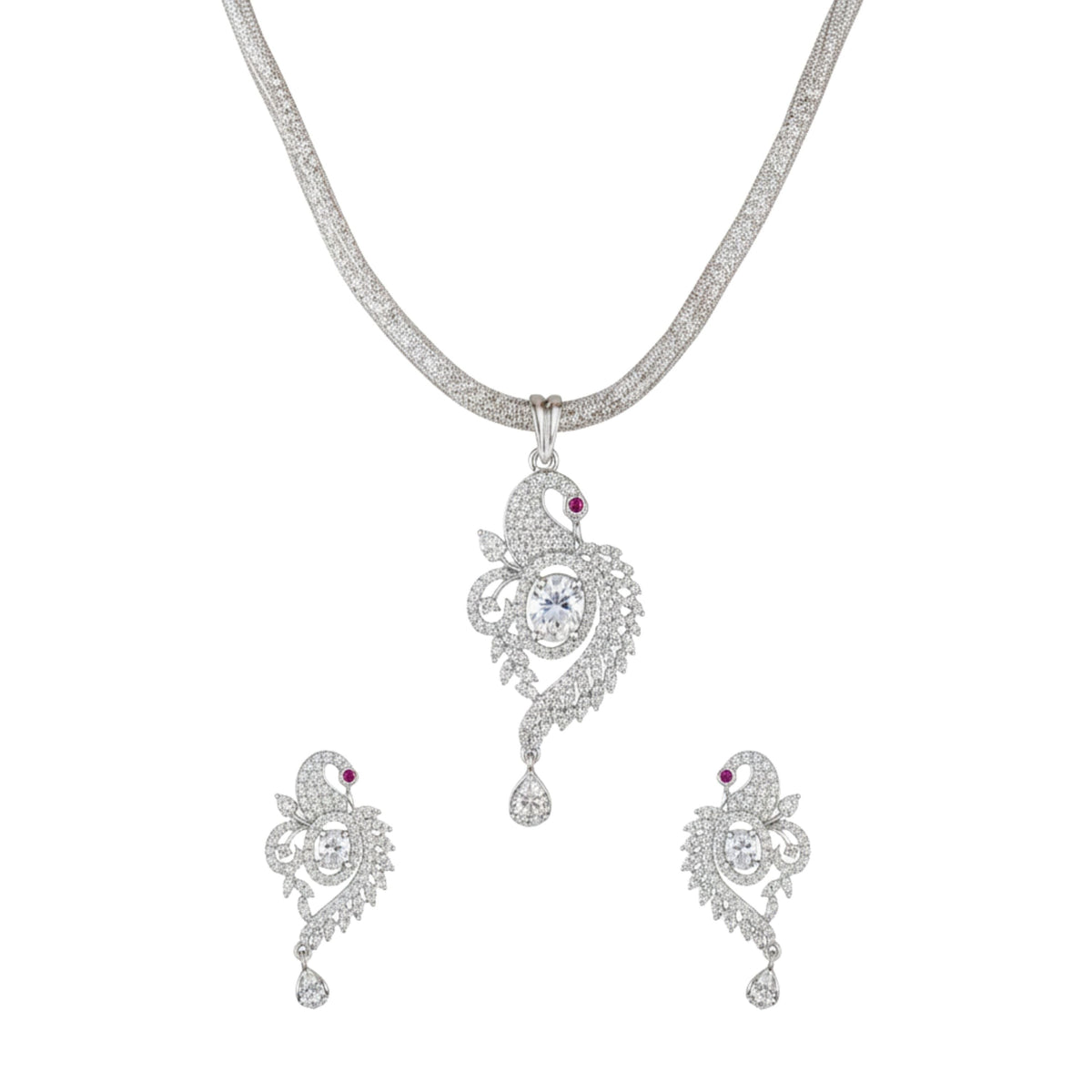 Peacock Royale Nakshatra CZ Pendant Set