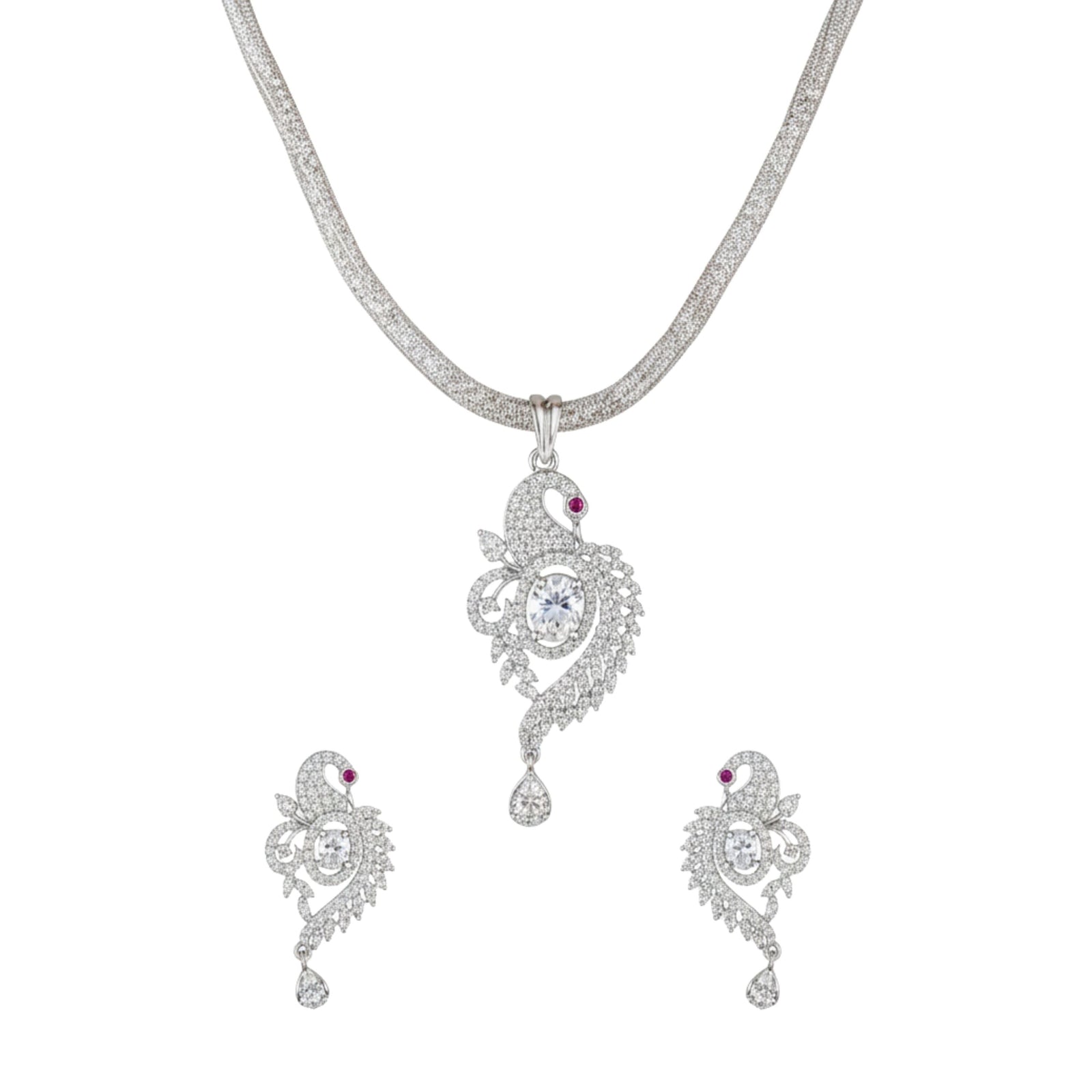Peacock Royale Nakshatra CZ Pendant Set