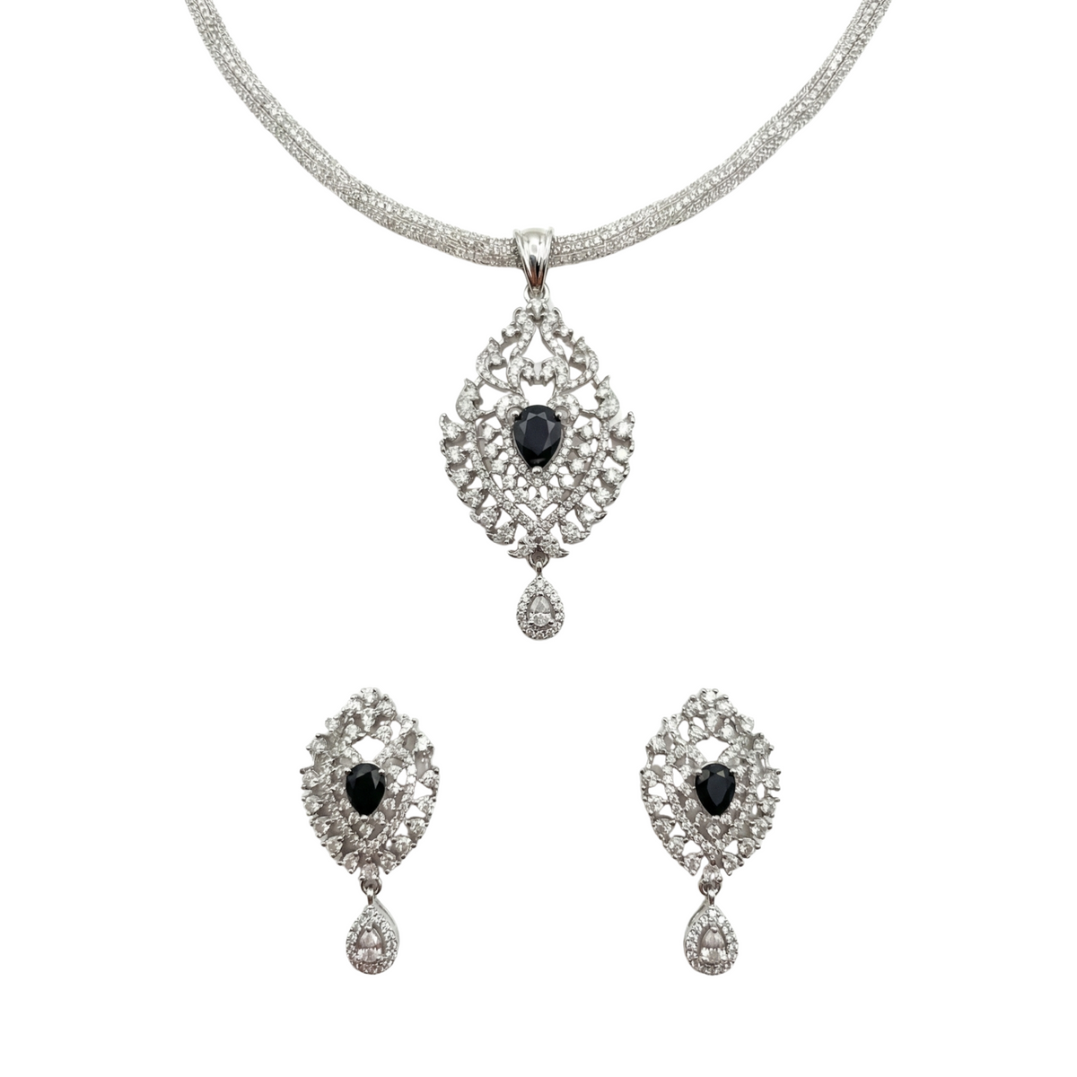 Aira Nakshatra Black CZ Pendant Set