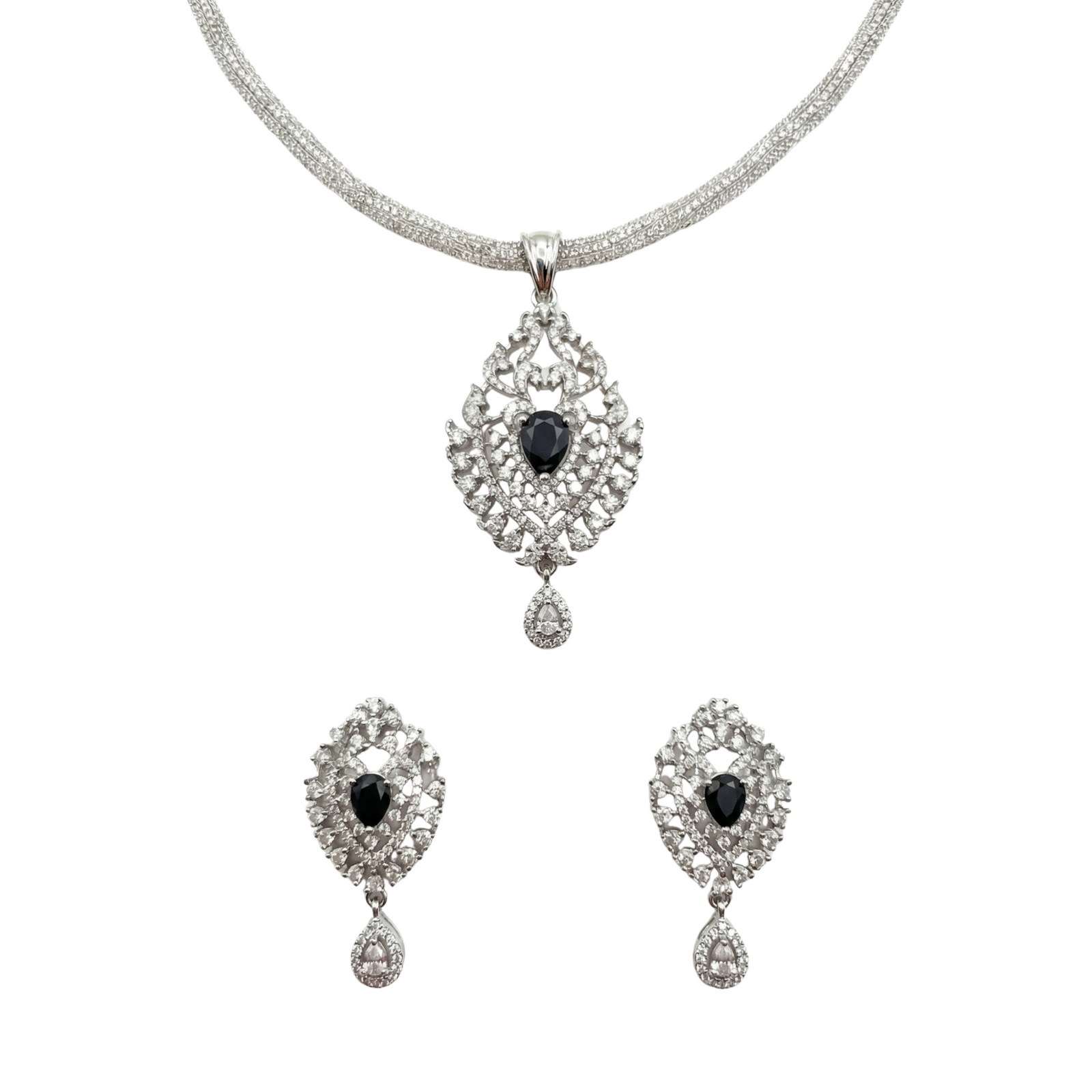 Aira Nakshatra Black CZ Pendant Set