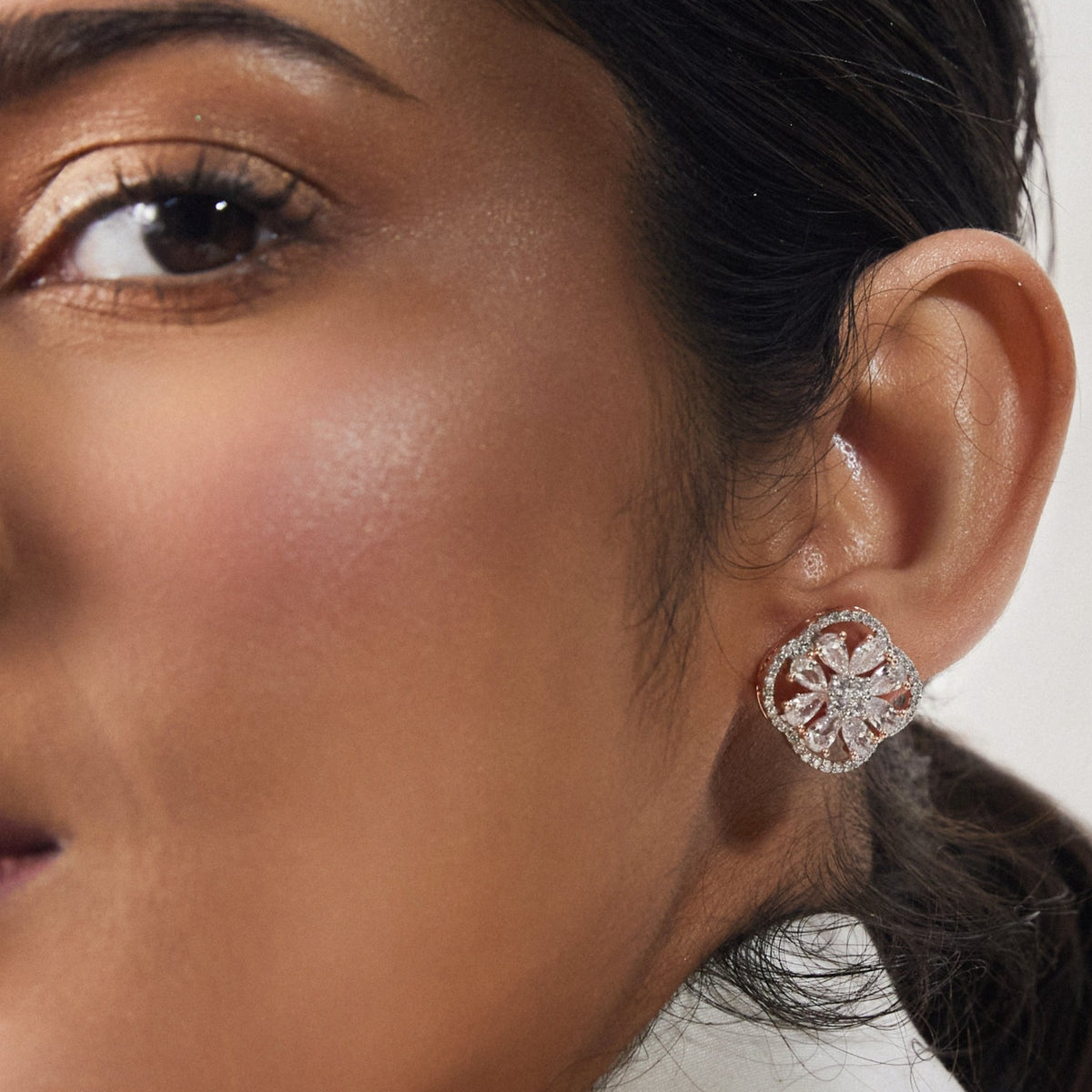 Petal CZ Stud Earrings