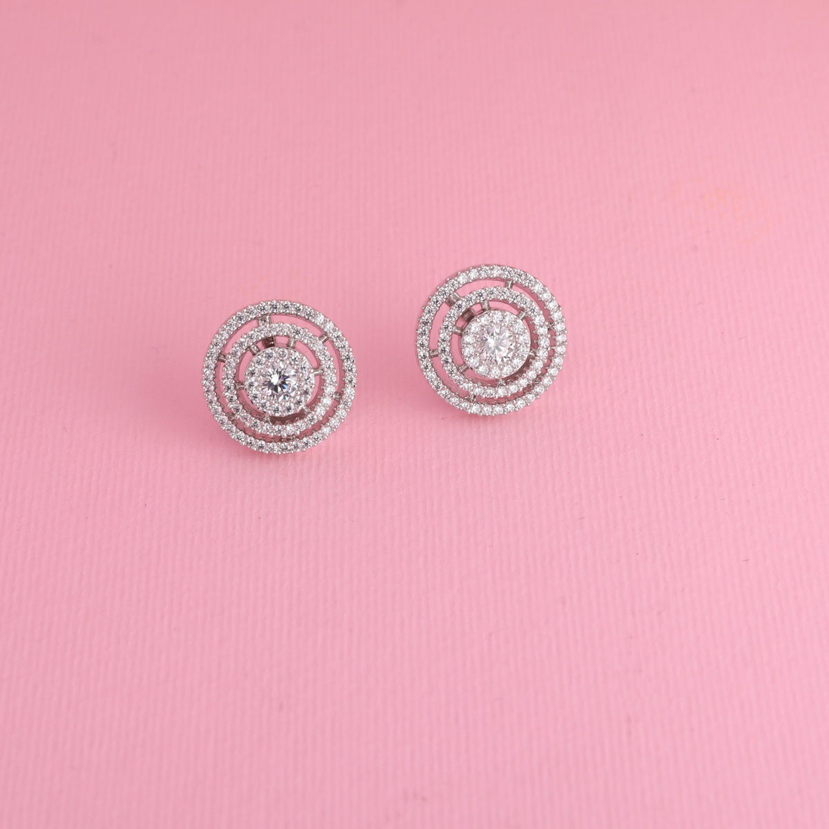 Round Ring CZ Stud Earrings