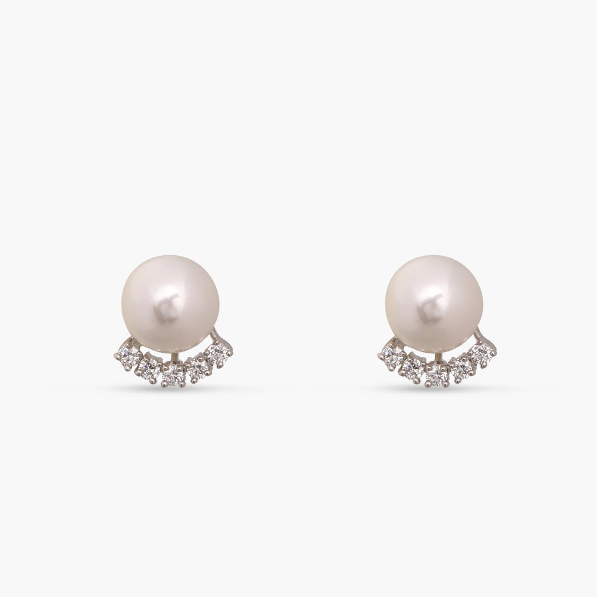 Simple Pearl CZ Stud Earrings