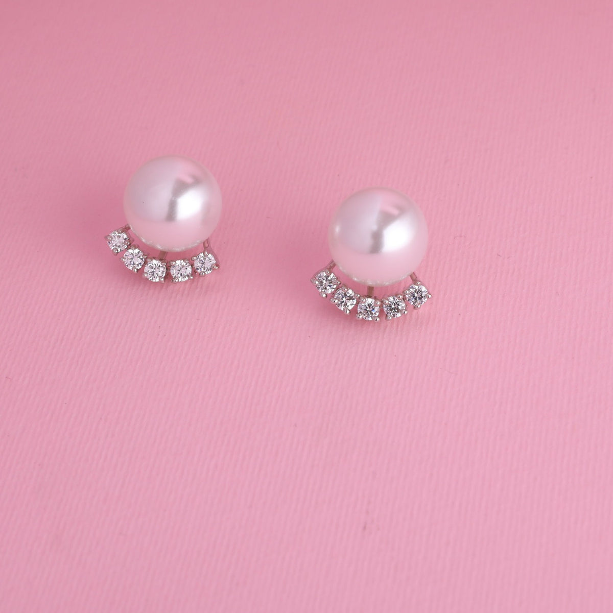 Simple Pearl CZ Stud Earrings