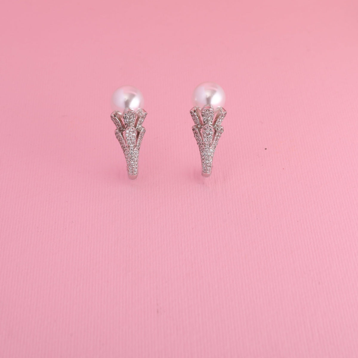Pearl Floral CZ Drop Earrings