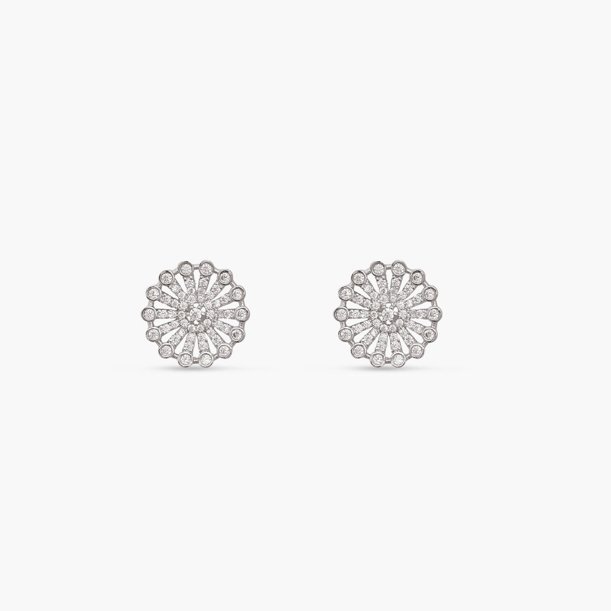 Simple Wheel CZ Stud Earrings