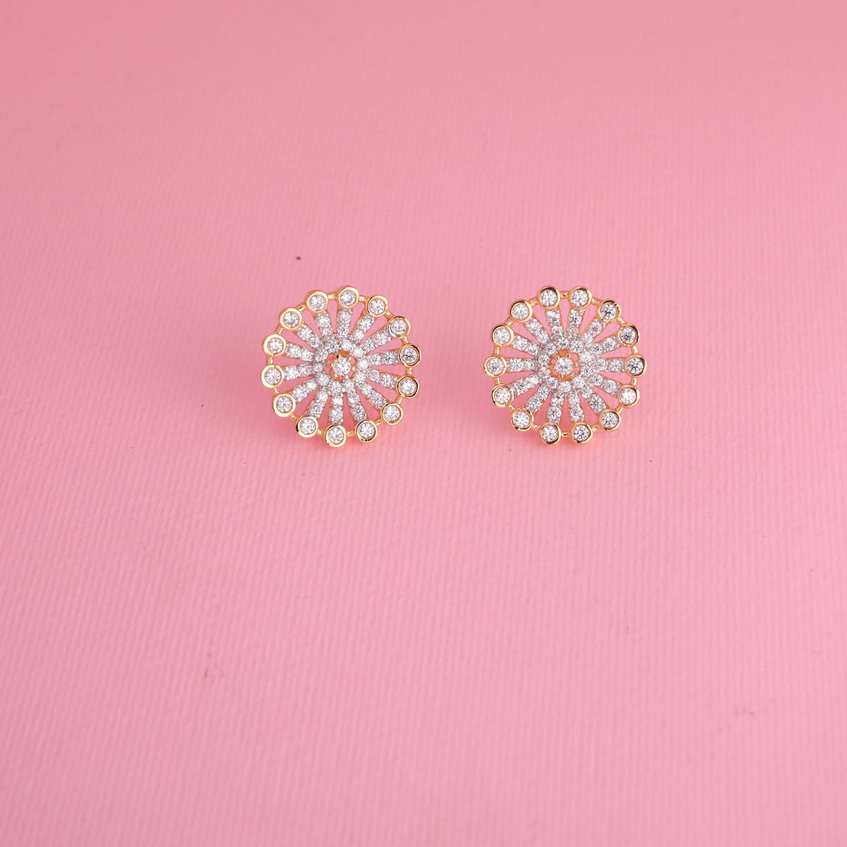 Simple Wheel CZ Stud Earrings