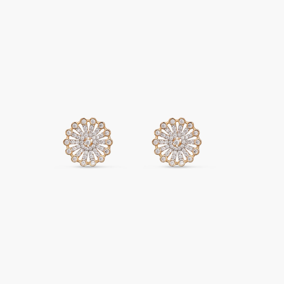 Simple Wheel CZ Stud Earrings