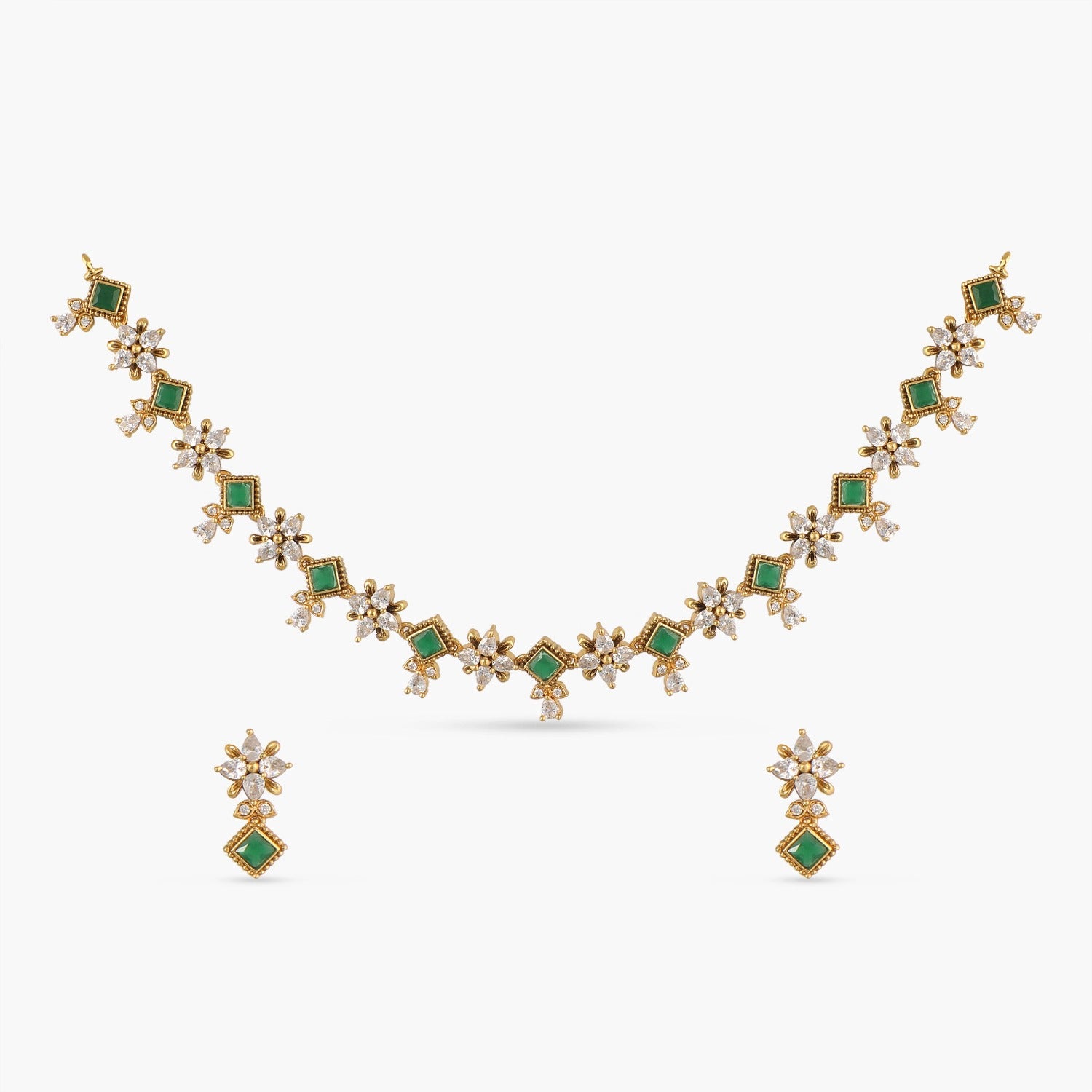 Floral Opulence CZ Necklace Set