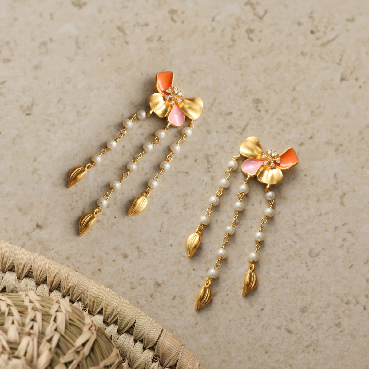 Jalaja Floral Pearl Drop Earrings