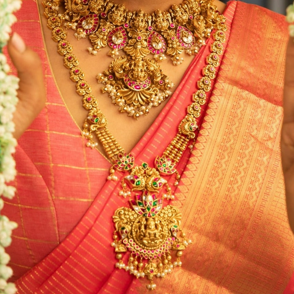 Vijaya Antique Temple Long Necklace Set
