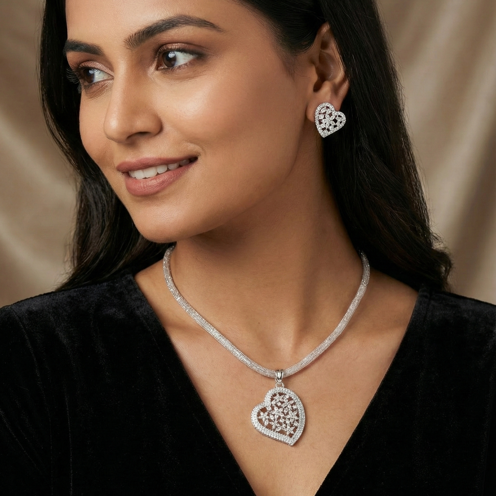 Amara Heart Nakshatra CZ Pendant Set