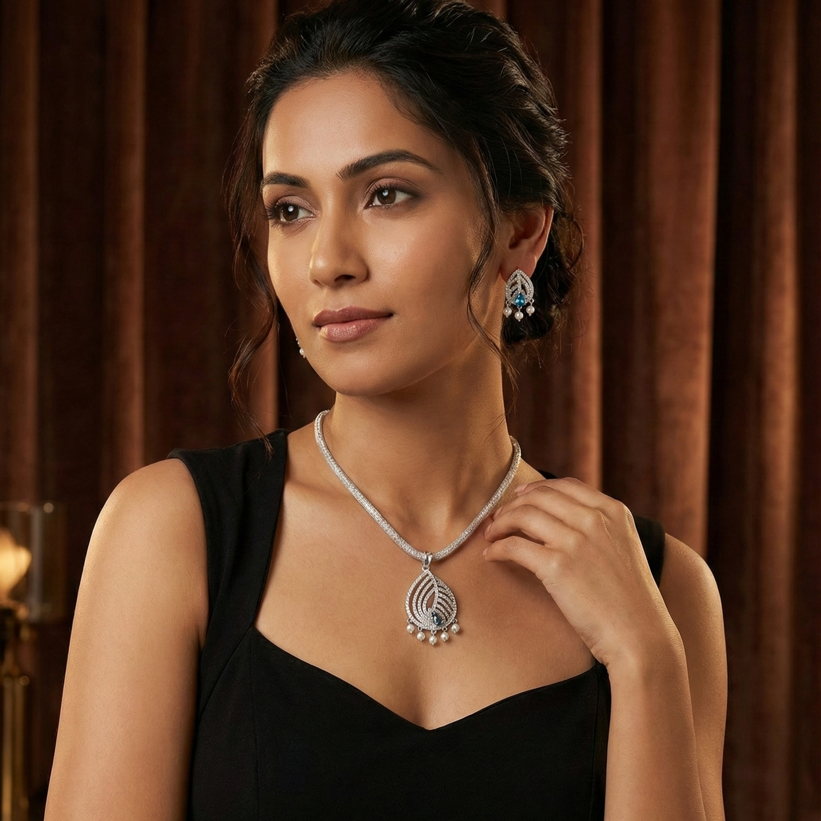 Paneira Nakshatra Blue CZ Pendant Set