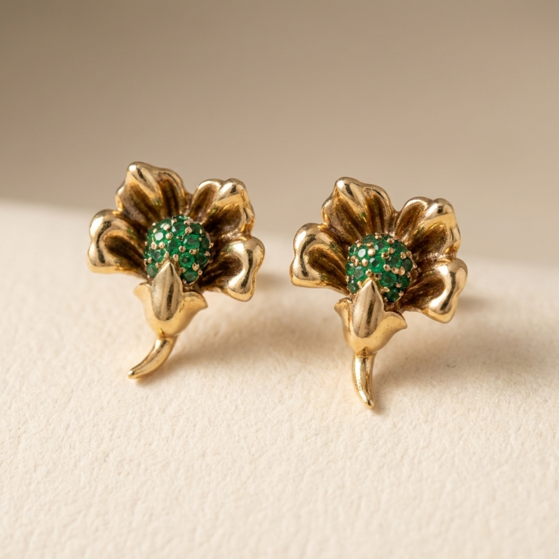 Roshika Floral Antique Stud Earrings