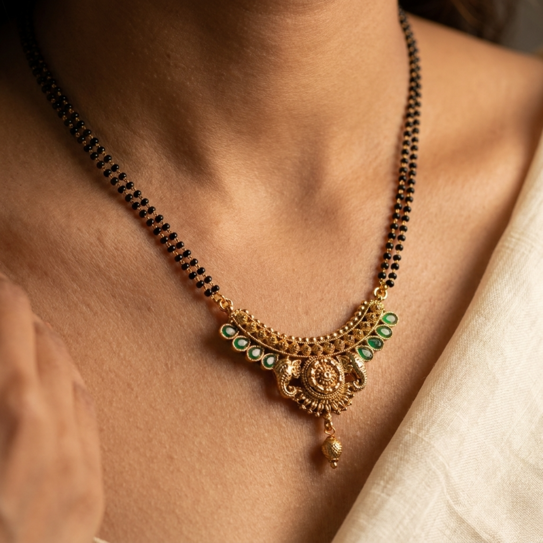 Devyani Antique Black Beads Necklace Set