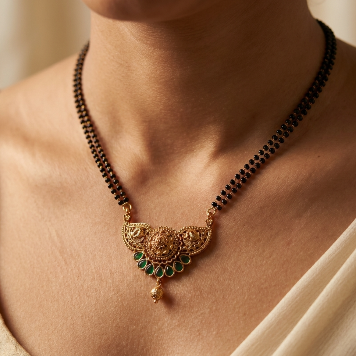 Eshwari Antique Black Beads Necklace Set