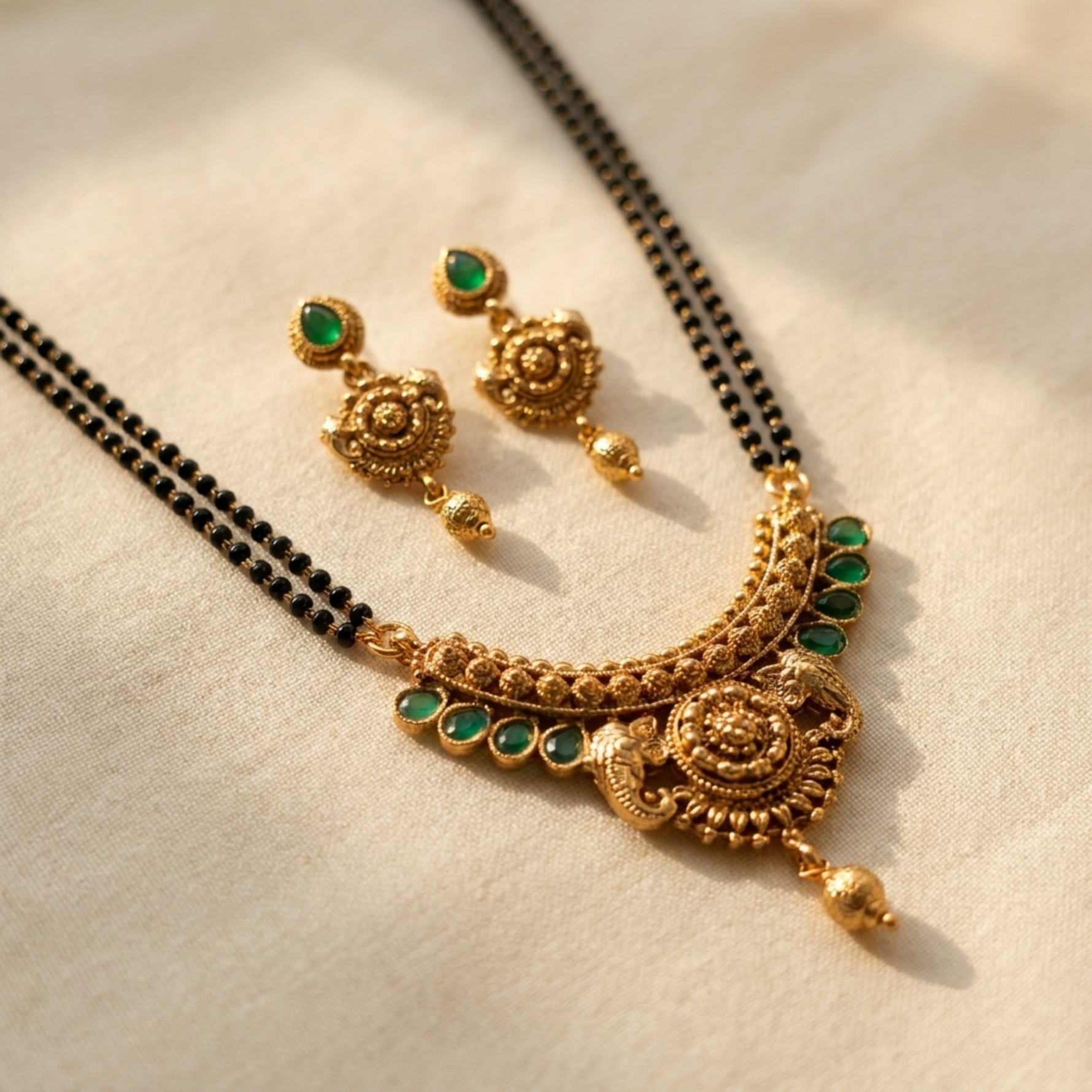 Devyani Antique Black Beads Necklace Set