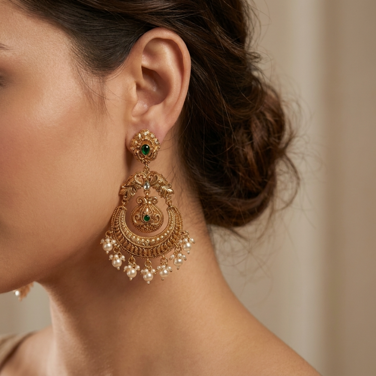 Elina Antique Chandbali Earrings