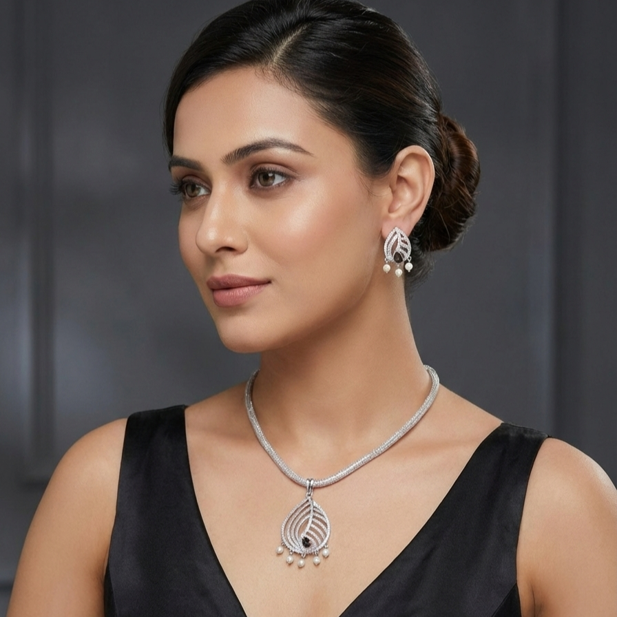 Paneira Nakshatra Black CZ Pendant Set