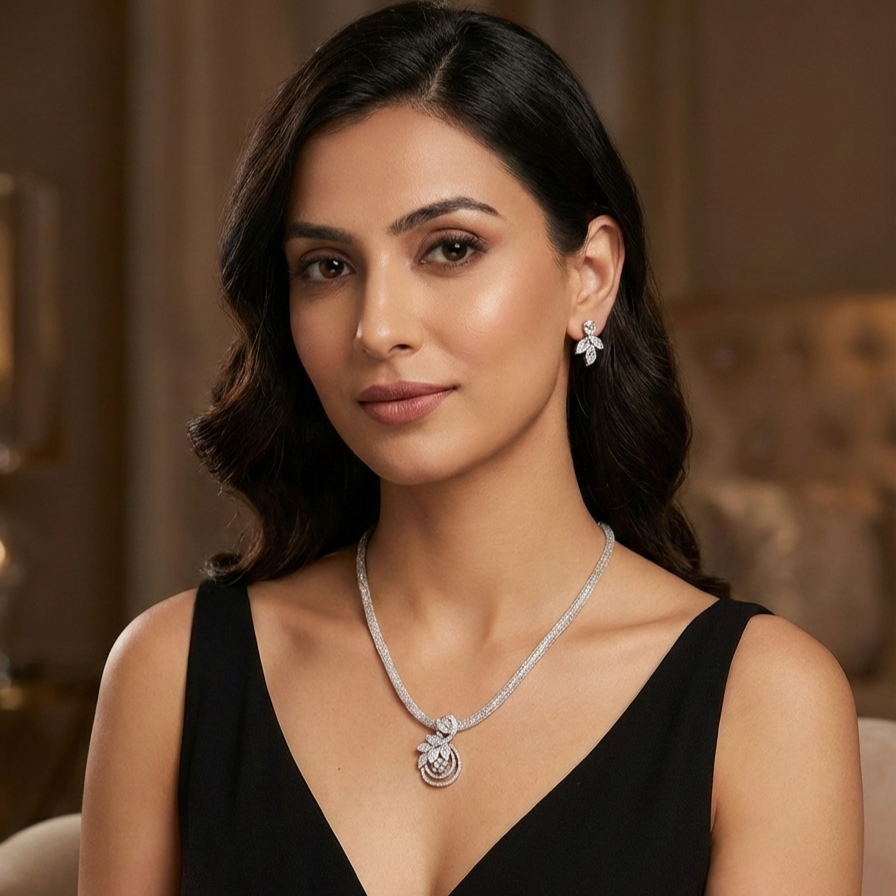 Verdant Leaf Nakshatra CZ Pendant