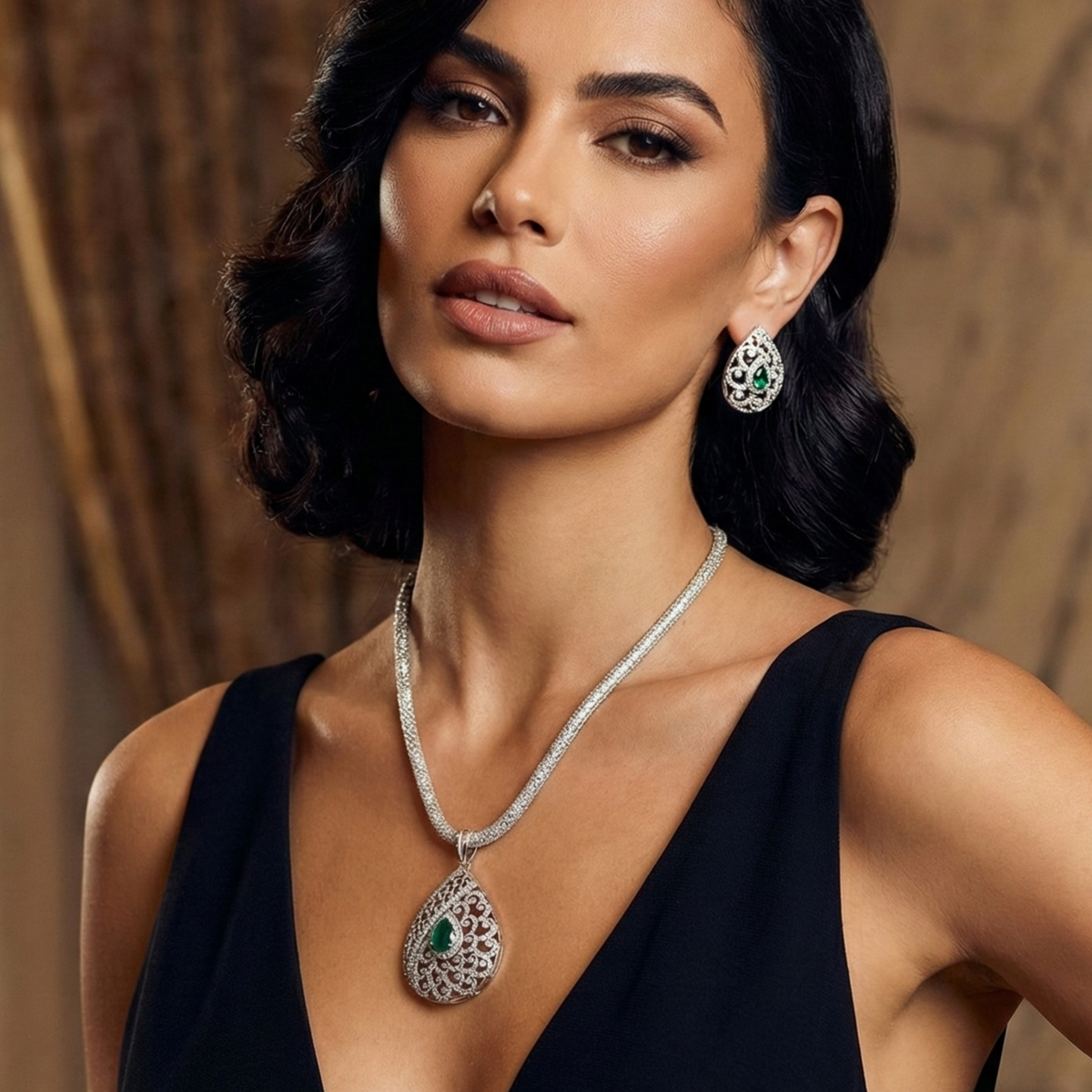 Blossom Nakshatra Topaz CZ Pendant Set