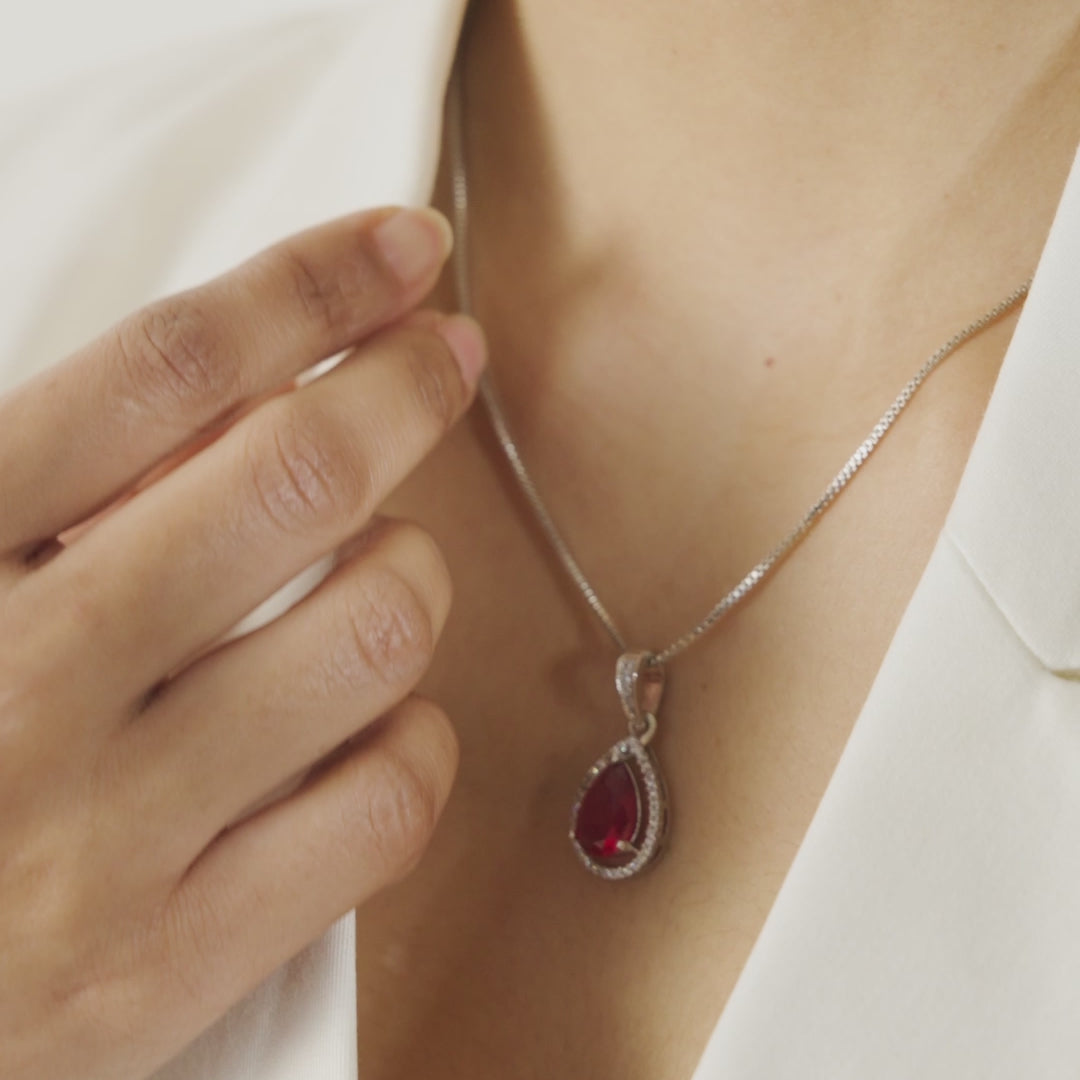 Pear Charm CZ Pendant Set